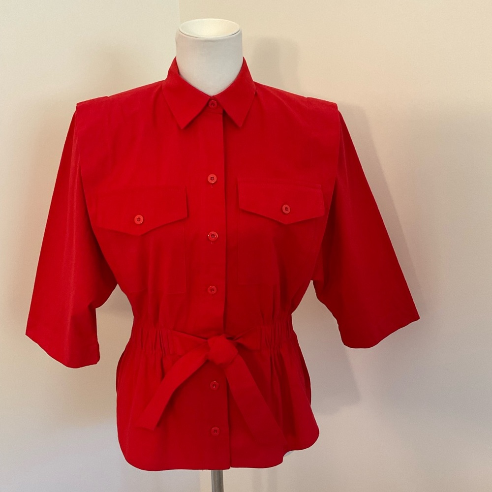 Vintage California Girl Red Button-Down Tunic Shirt For Women